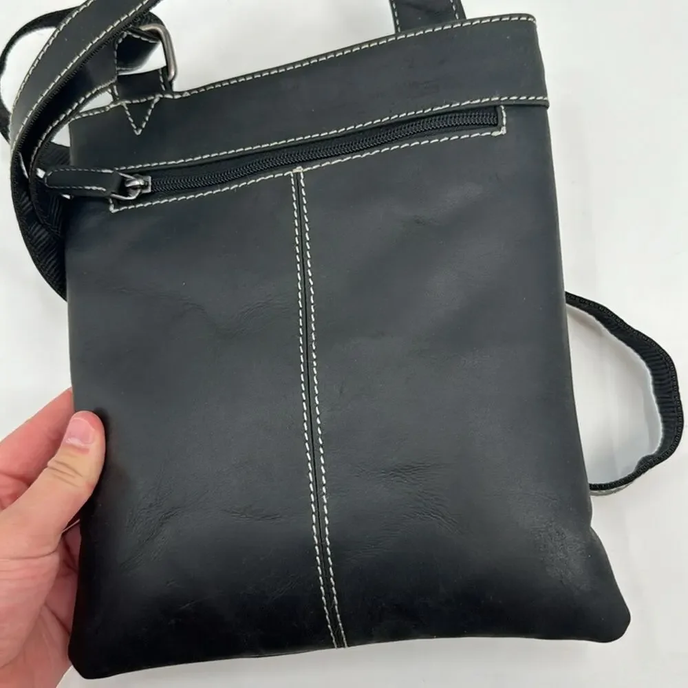 NWT Arrigo Black leather Unisex's Shoulder Crossbody bag